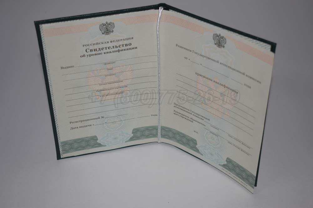 Свидетельство об уровне квалификации Гознак 1994-2025 год выпуска г.Барнаул