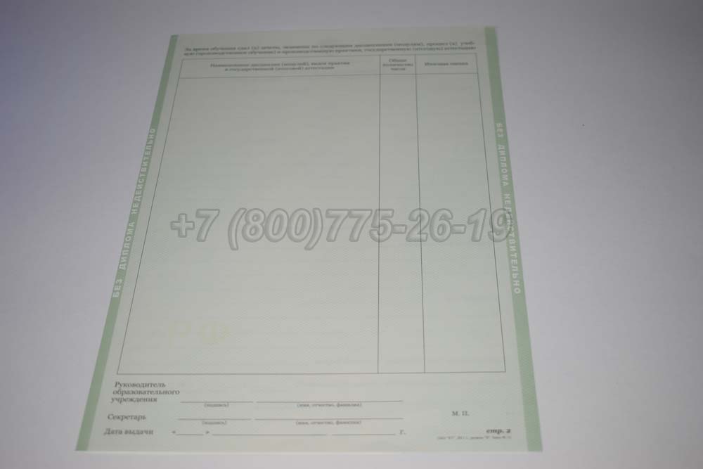 Приложение к диплому ПТУ Гознак 2011-2025 год выпуска г.Барнаул