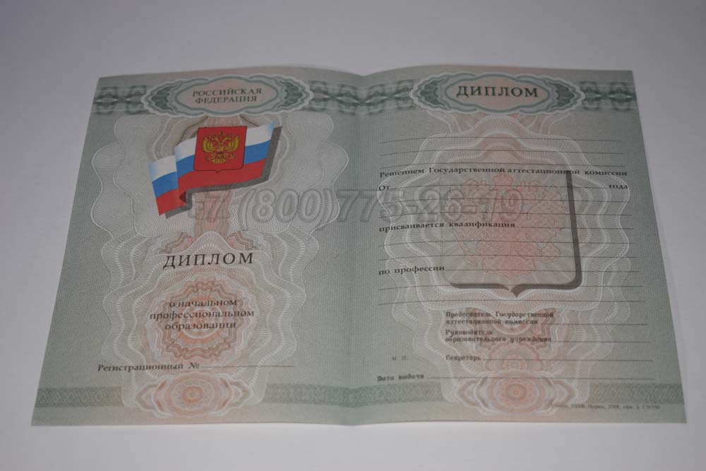 Бланк диплома ПТУ Гознак 2007-2010 год выпуска г.Барнаул