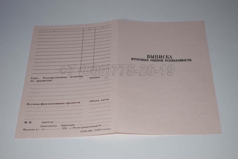 Выписка к диплому ПТУ Гознак 1994-2006 год выпуска г.Барнаул