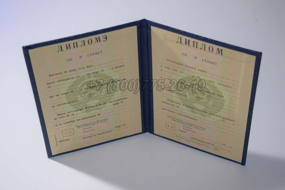 Диплом вуза Молдавской ССР Гознак 1975-1991 год выпуска г.Барнаул