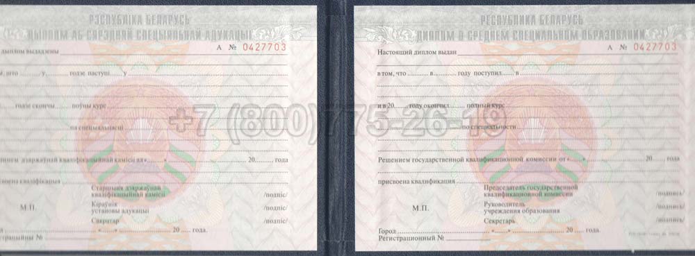 Диплом техникума Белоруссии Гознак 2000-2011 год выпуска г.Барнаул